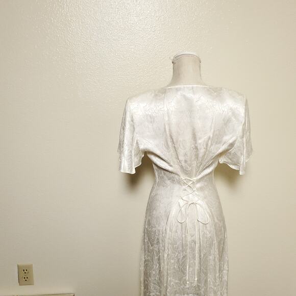 Vintage JODY Ivory Bridal Cottage field Corset Embossed Dress - Picture 10 of 15